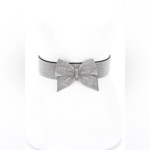 Plus Size Metallic Rhinestone Bow Tie Elastic Corset Statement Belt